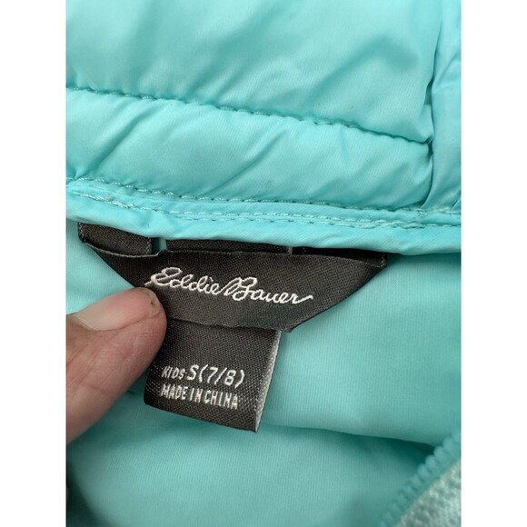 Eddie Bauer Girls  Jacket Size S 7/8 Dream Blue hombre puffy jacket - Picture 5 of 9